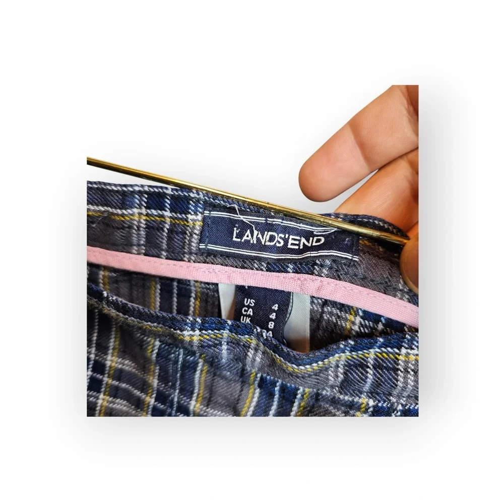 Lands' End Blue Plaid Pleated Schoolgirl Skirt - Size 4